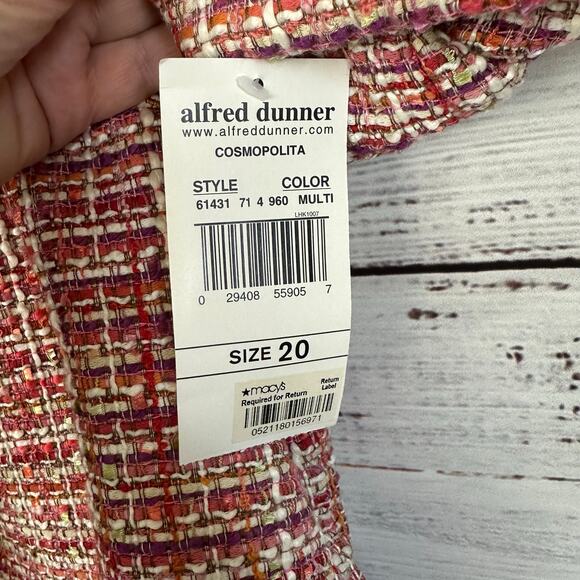 Women's NWT Alfred Dunner Pink Red Tweed Open Front Blazer Jacket Lined Size 20 - Picture 8 of 8